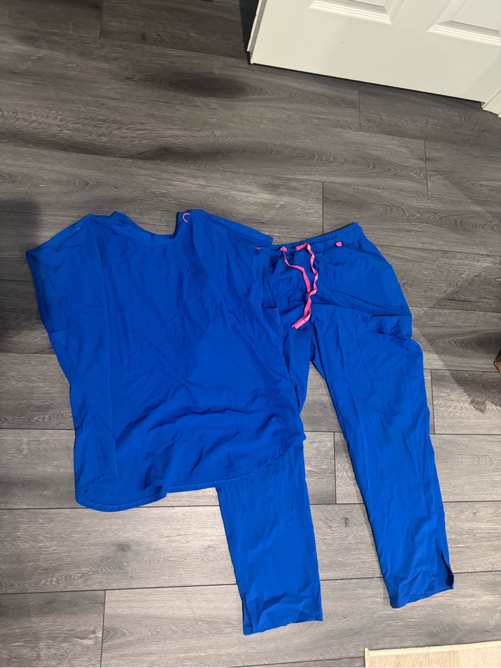 Med Couture Blue Scrubset with Pink details